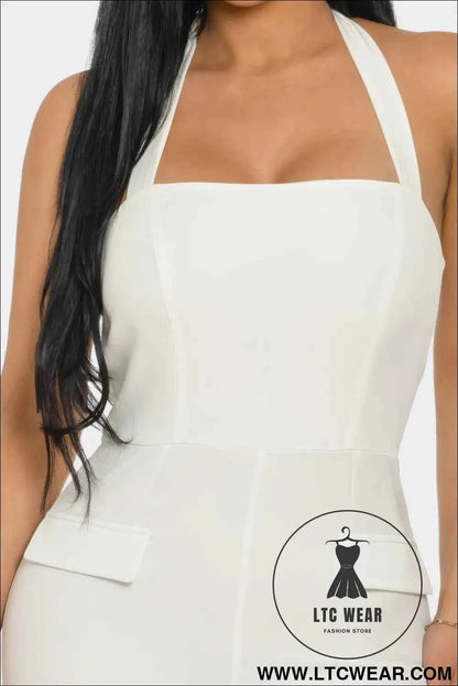 Halter Neck Jumpsuit Whit Back Zipper
