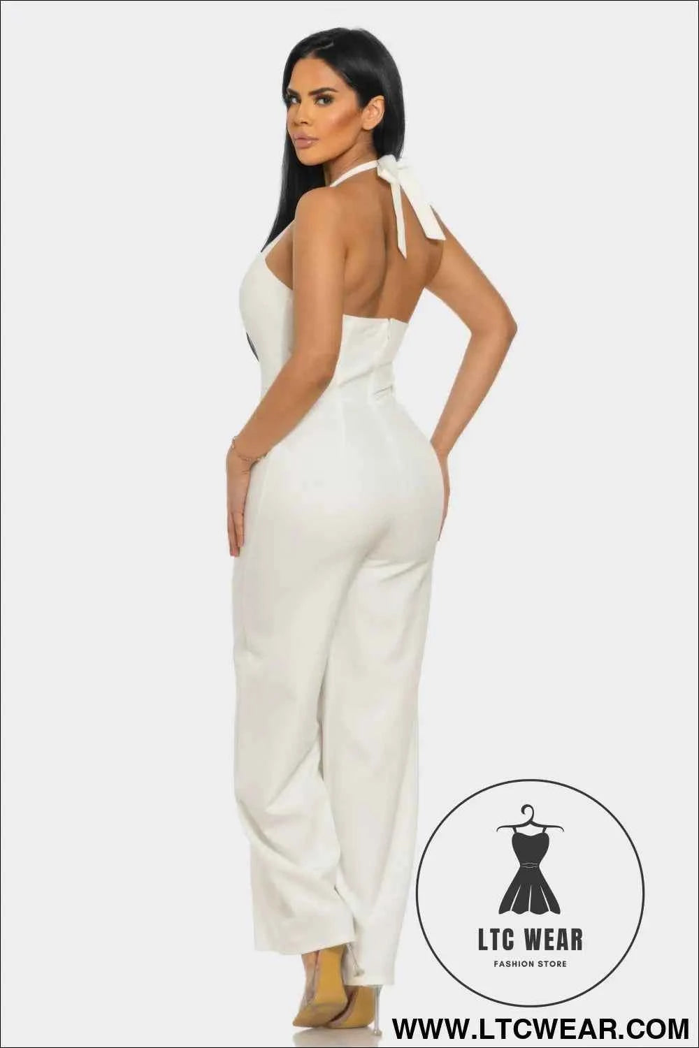 Halter Neck Jumpsuit Whit Back Zipper