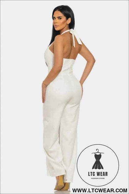 Halter Neck Jumpsuit Whit Back Zipper