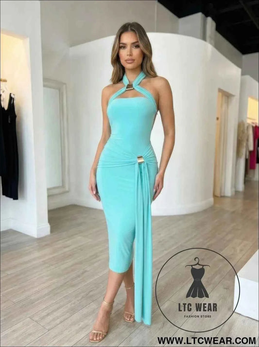 Halter-style Bodycon Midi Dress