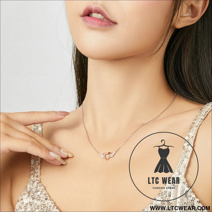 Heart-shaped necklace love wings pendant popular two-tone plated charm - bsn162 / sterling silver 925