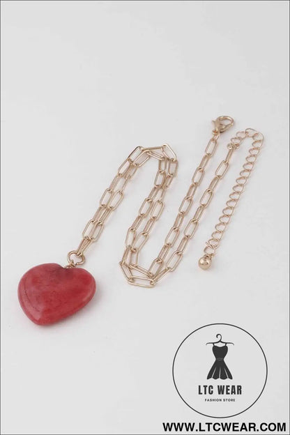Heart Stone Chain Necklace