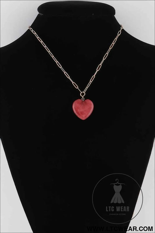 Heart Stone Chain Necklace