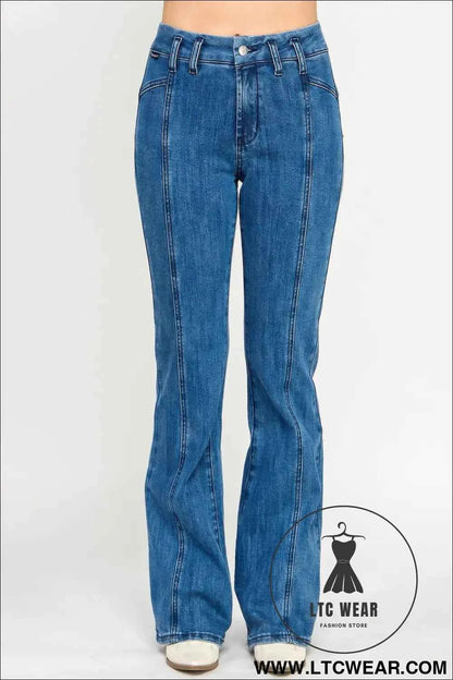 Hige Rise Seam Detail Bell Bottom