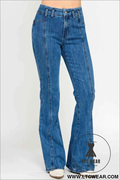 Hige Rise Seam Detail Bell Bottom