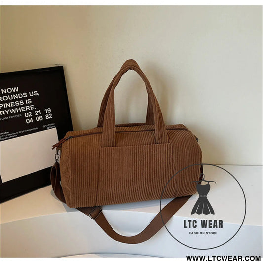 High-capacity new sports shoulder bag portable solid color crossbody with adjustable strap unisex corduroy messenger
