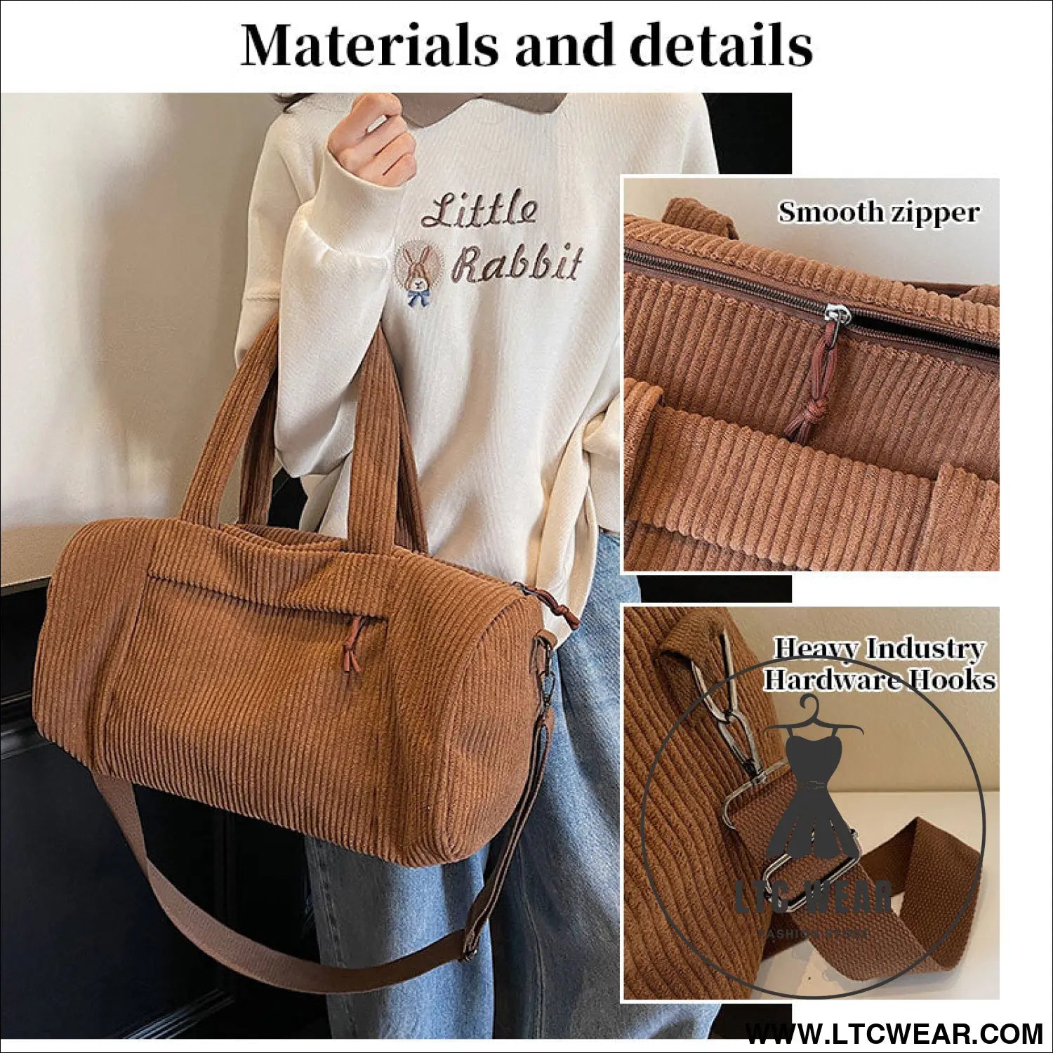 High-capacity new sports shoulder bag portable solid color crossbody with adjustable strap unisex corduroy messenger bag