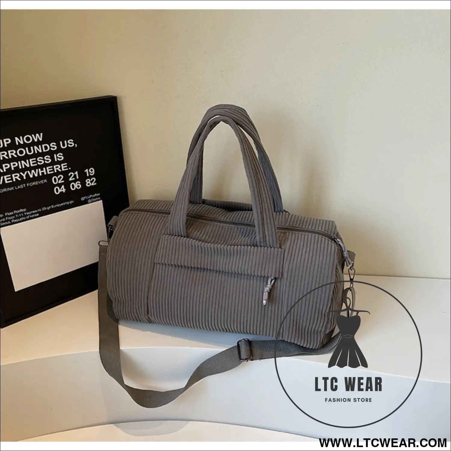 High-capacity new sports shoulder bag portable solid color crossbody with adjustable strap unisex corduroy messenger