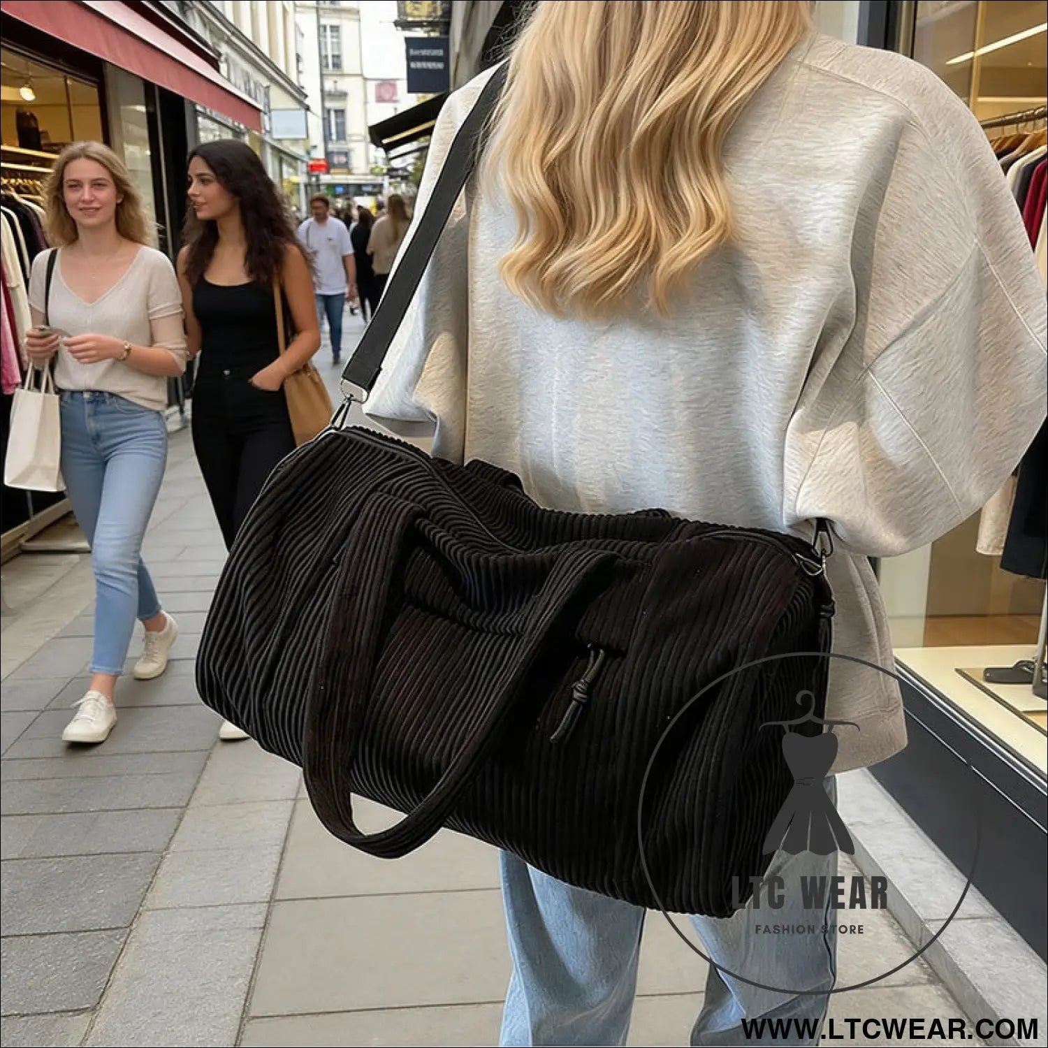 High-capacity new sports shoulder bag portable solid color crossbody with adjustable strap unisex corduroy messenger bag