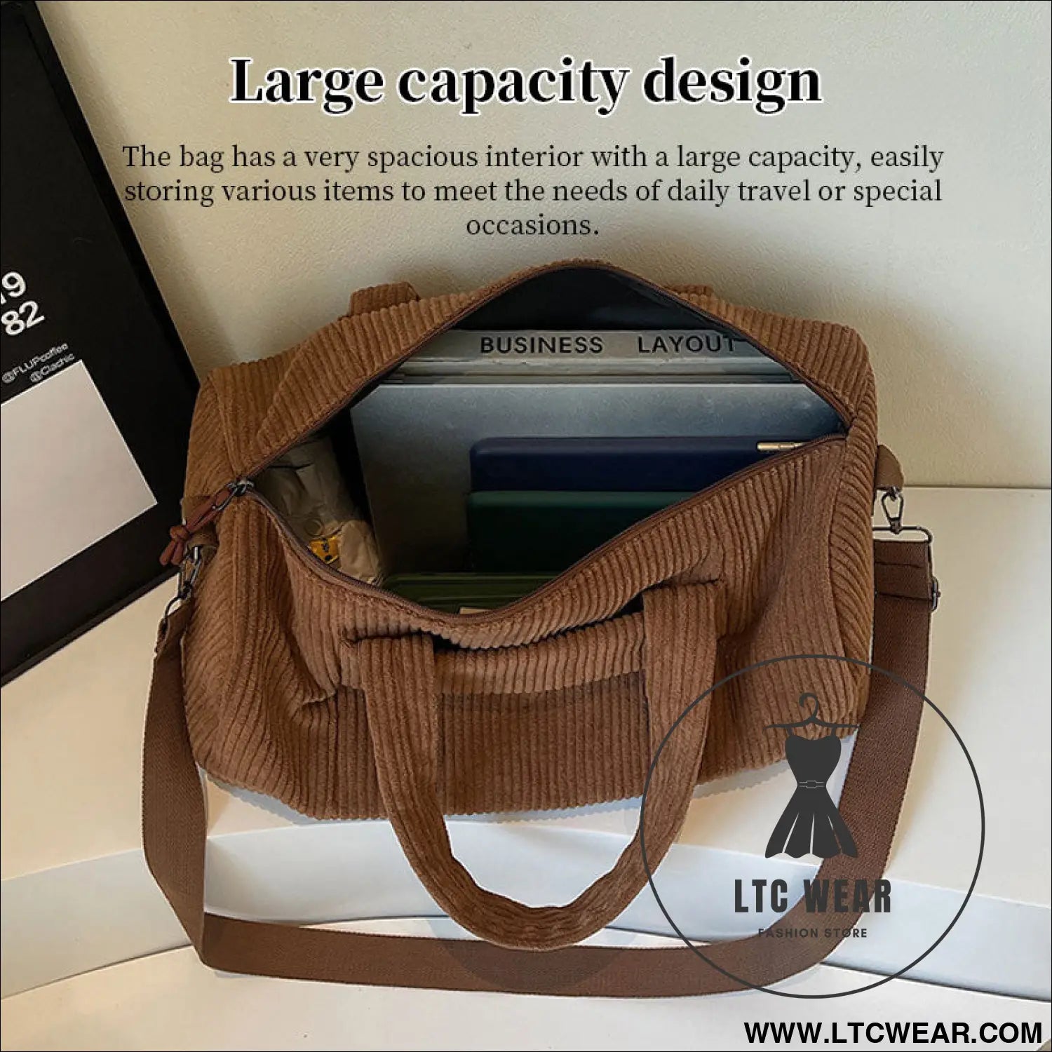 High-capacity new sports shoulder bag portable solid color crossbody with adjustable strap unisex corduroy messenger bag
