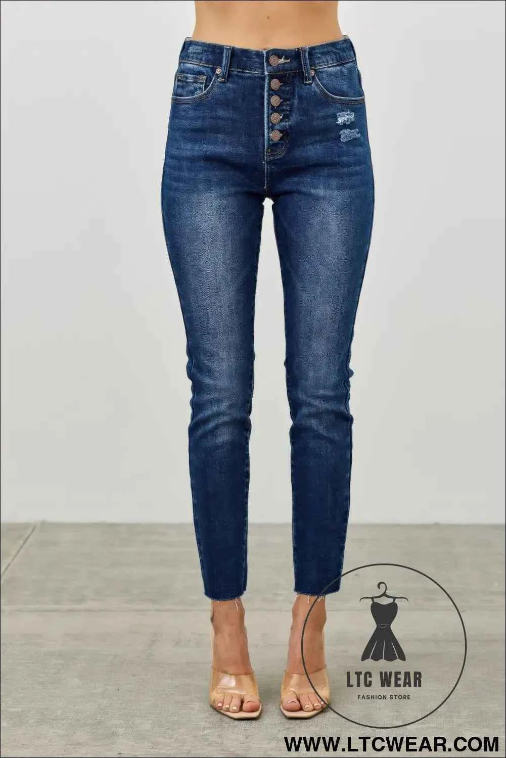 High Rise Ankle Skinny With Button Fly