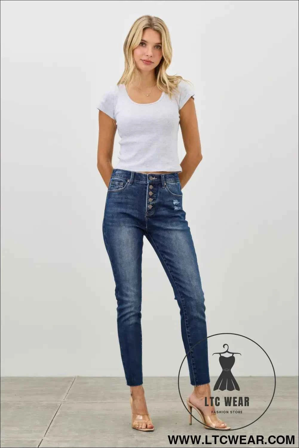 High Rise Ankle Skinny With Button Fly