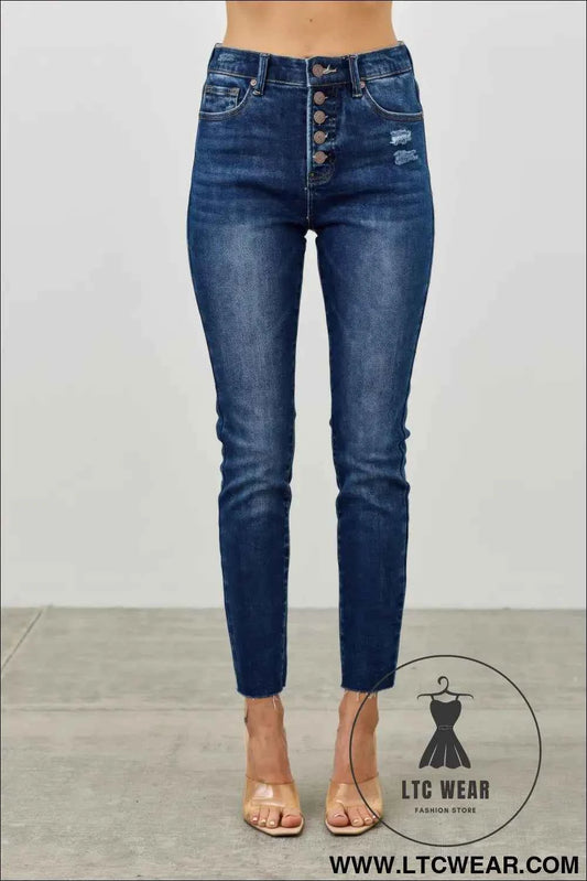 High Rise Ankle Skinny With Button Fly