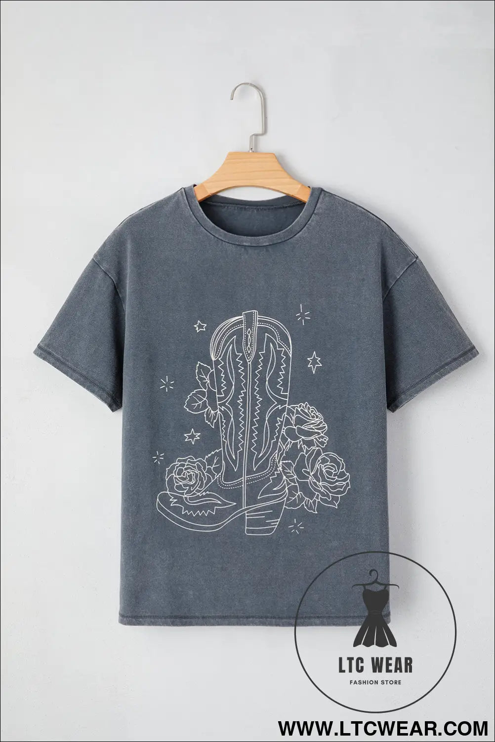 High-rise vintage cowboy boots floral graphic tee - 15%