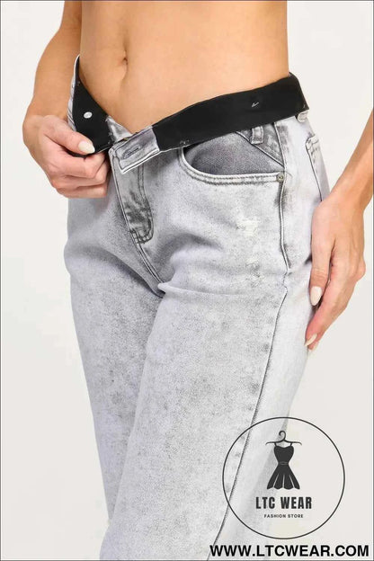 High Rise Wide Leg With Acid Grey