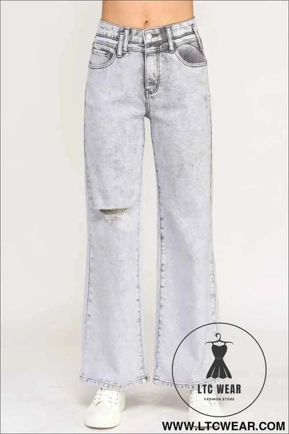 High Rise Wide Leg With Acid Grey