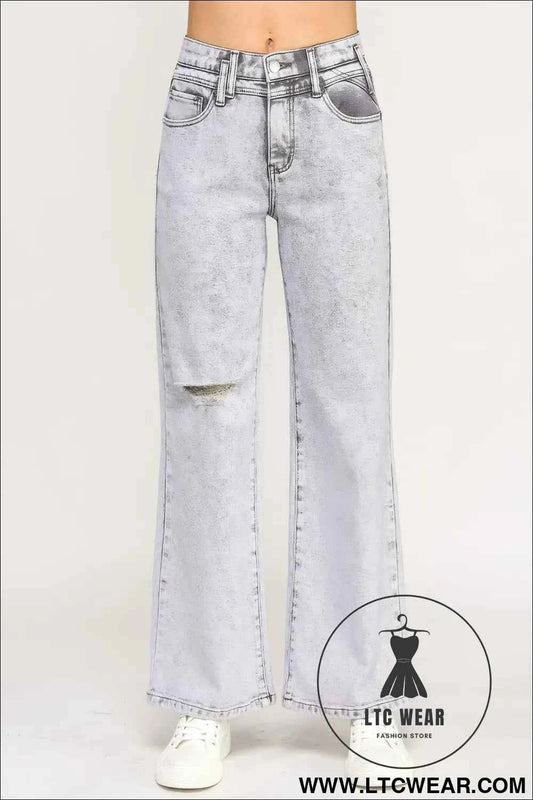 High Rise Wide Leg With Acid Grey