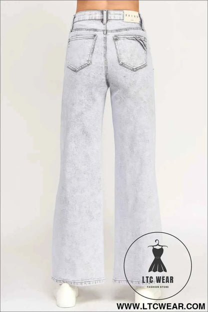 High Rise Wide Leg With Acid Grey