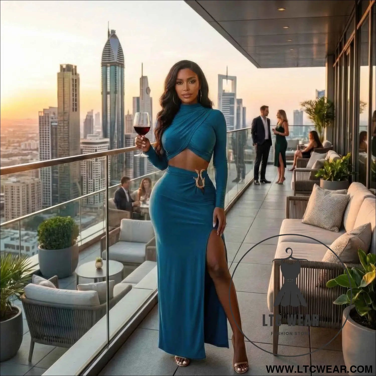High Slit Side Maxi Skirt Set