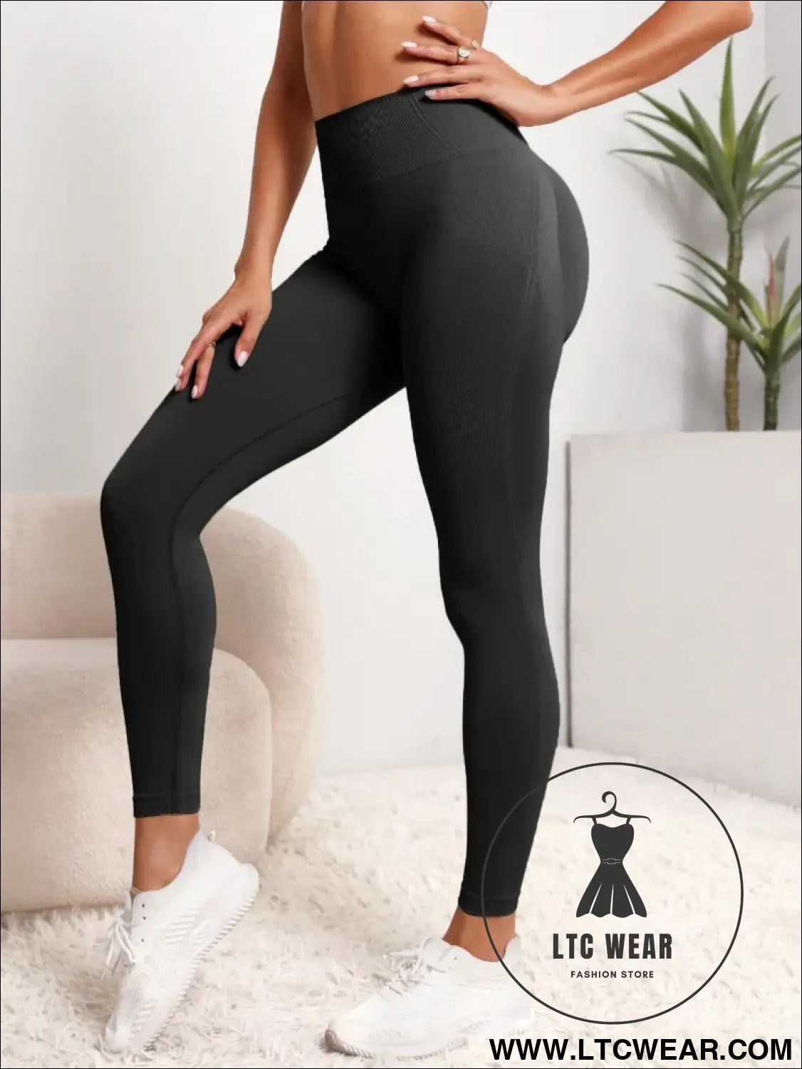 High waist butt lifting leggings for ultimate comfort - black / xs