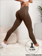 High waist butt lifting leggings for ultimate comfort - brown / xs