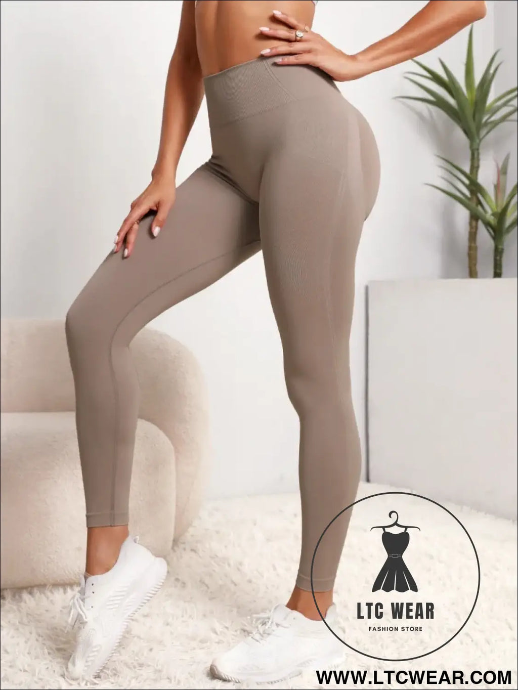 High waist butt lifting leggings for ultimate comfort - khaki / xs