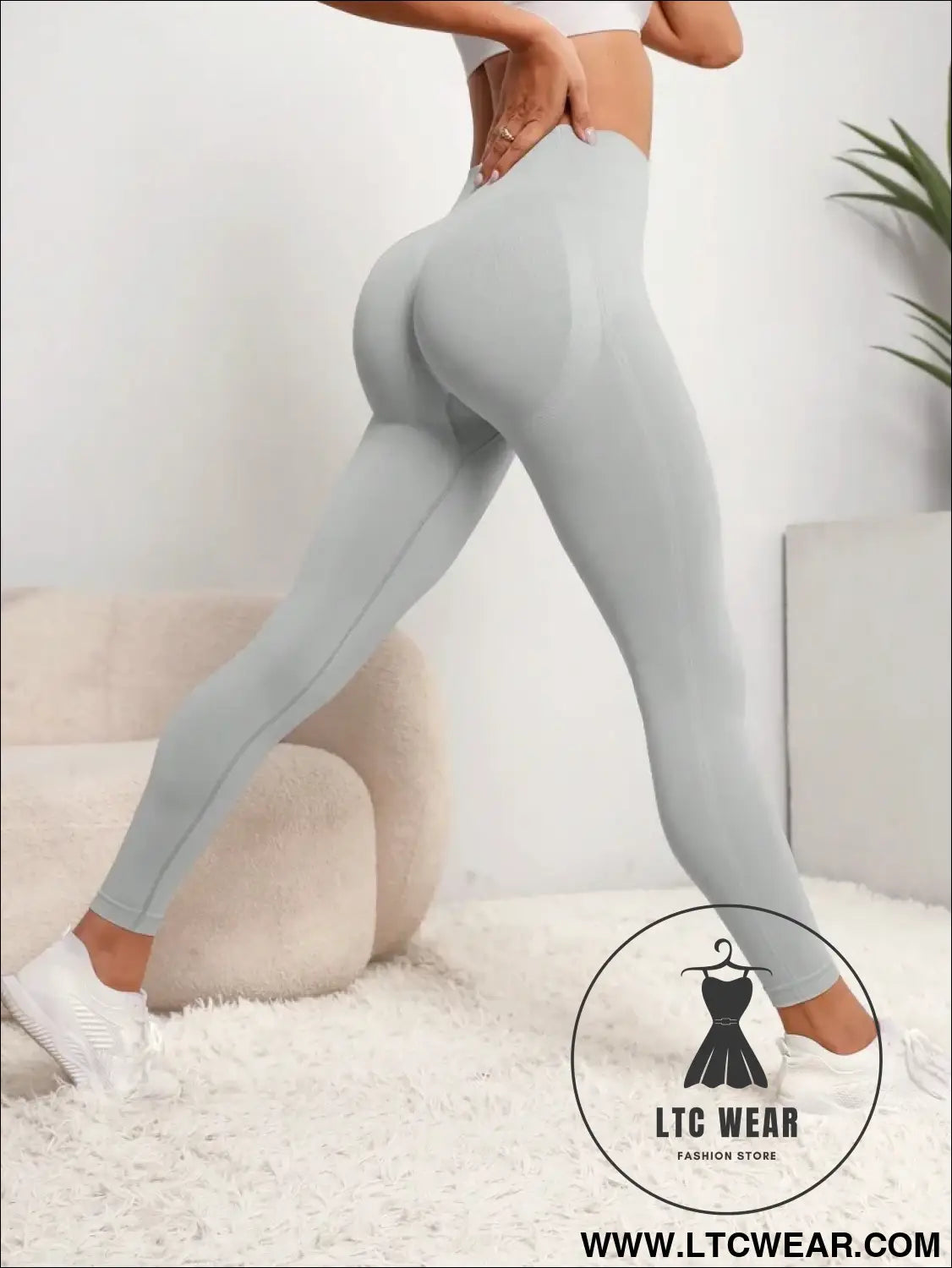 High waist butt lifting leggings for ultimate comfort - light gray / xs