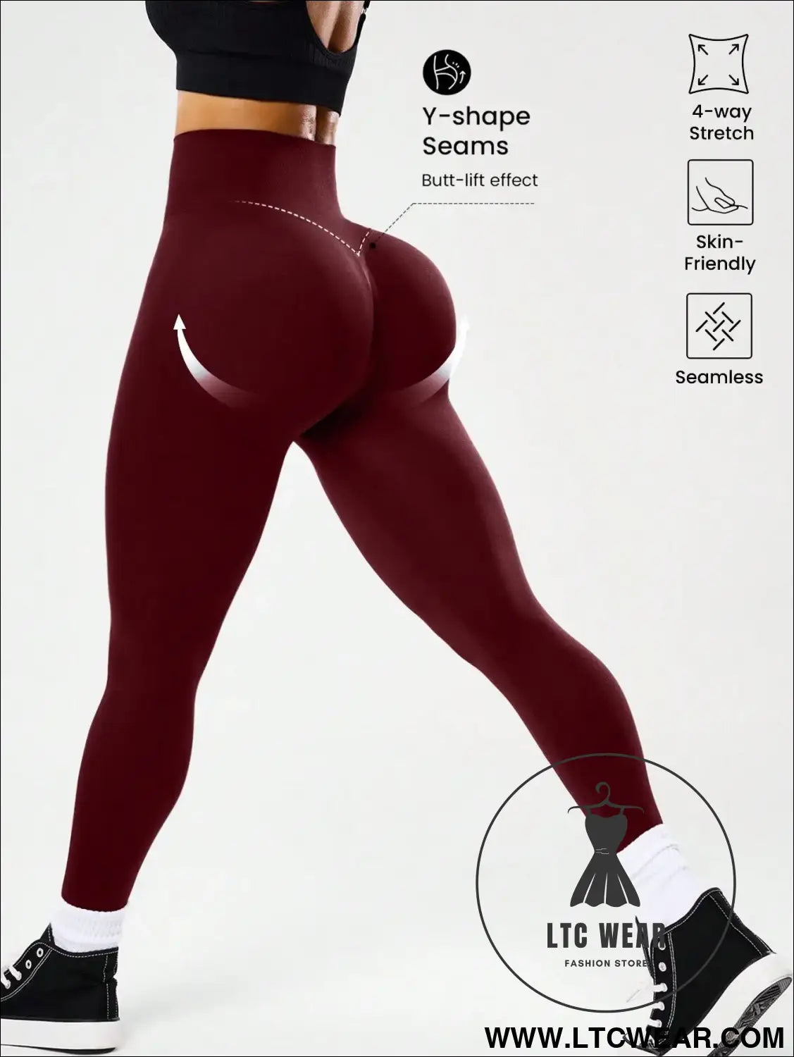 High-waisted tummy control peach ass leggings for women - 1 / s