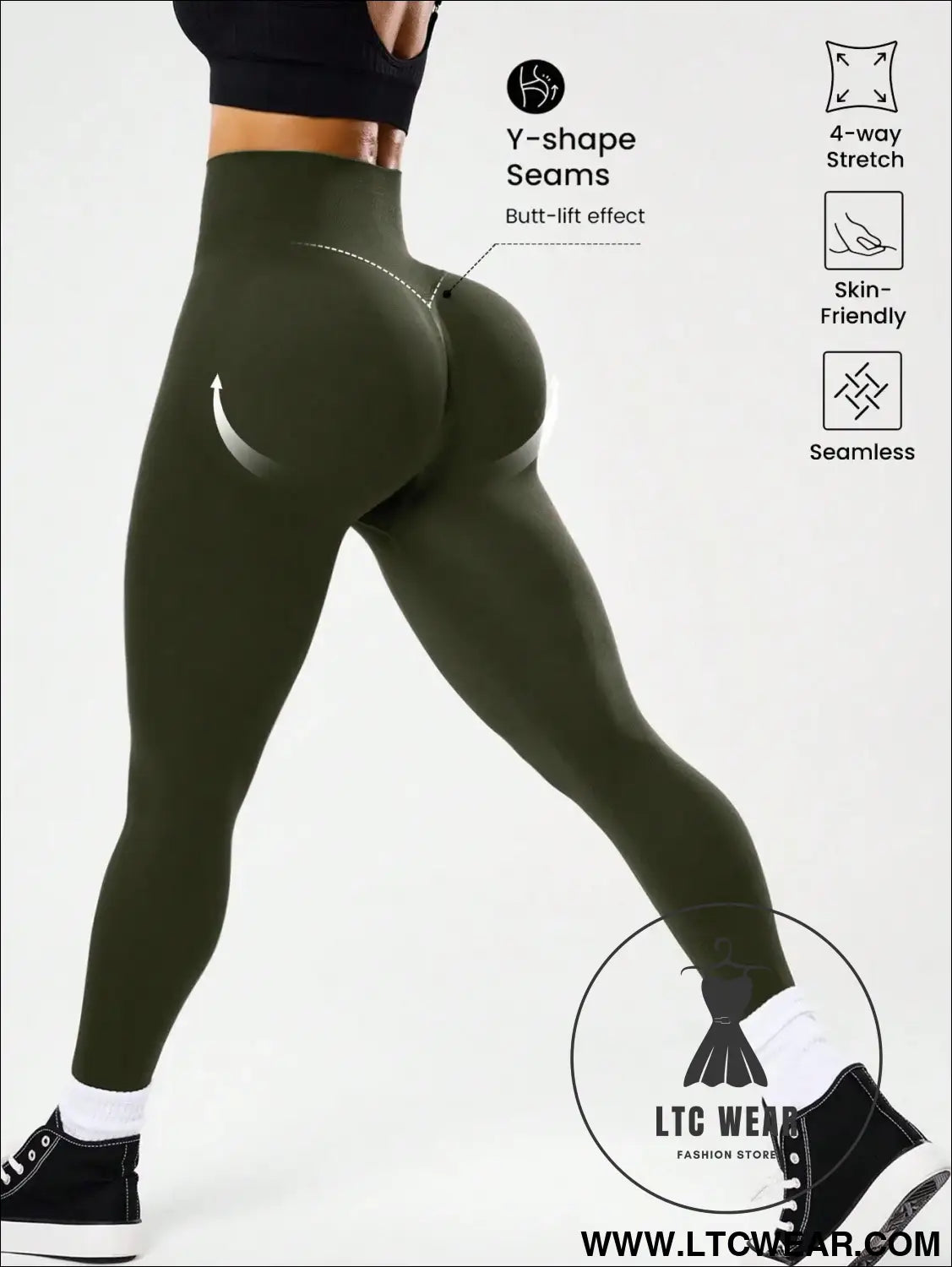 High-waisted tummy control peach ass leggings for women - 2 / l