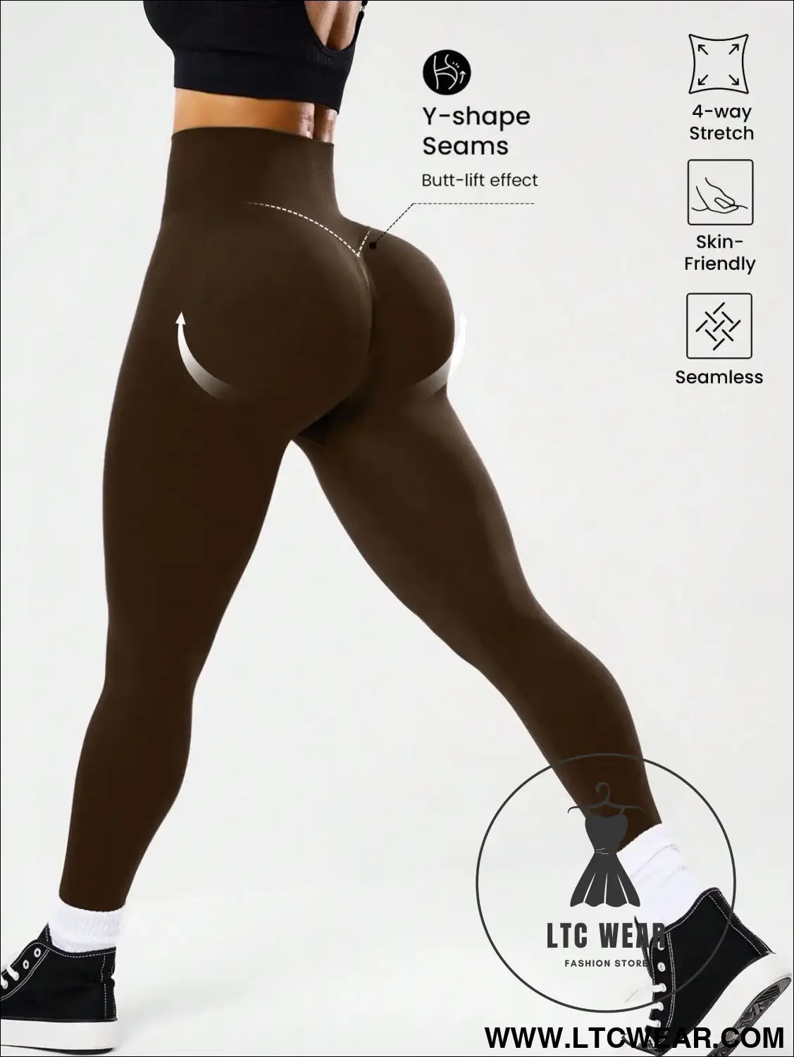 High-waisted tummy control peach ass leggings for women - 3 / s