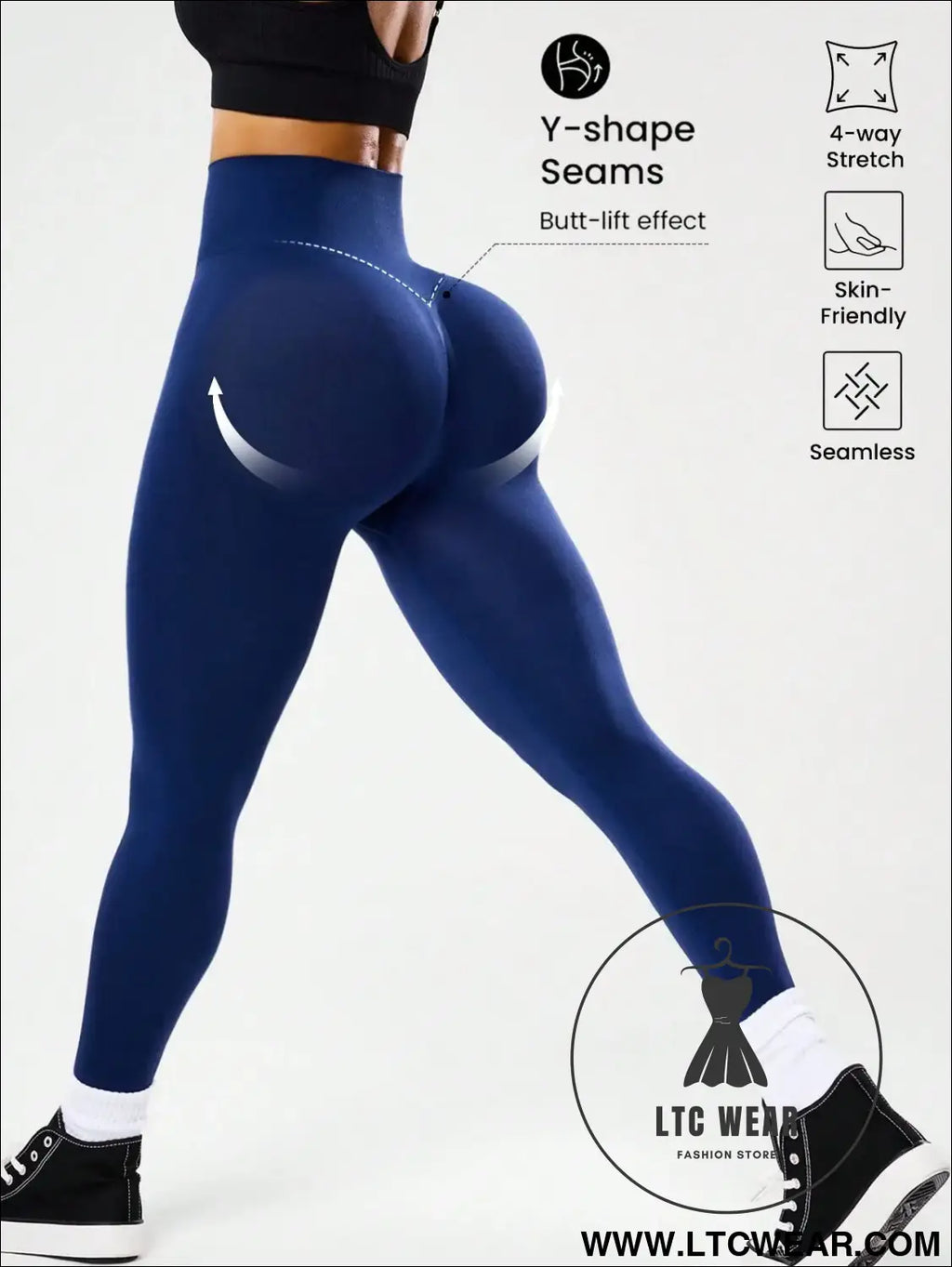 High-waisted tummy control peach ass leggings for women - 4 / m