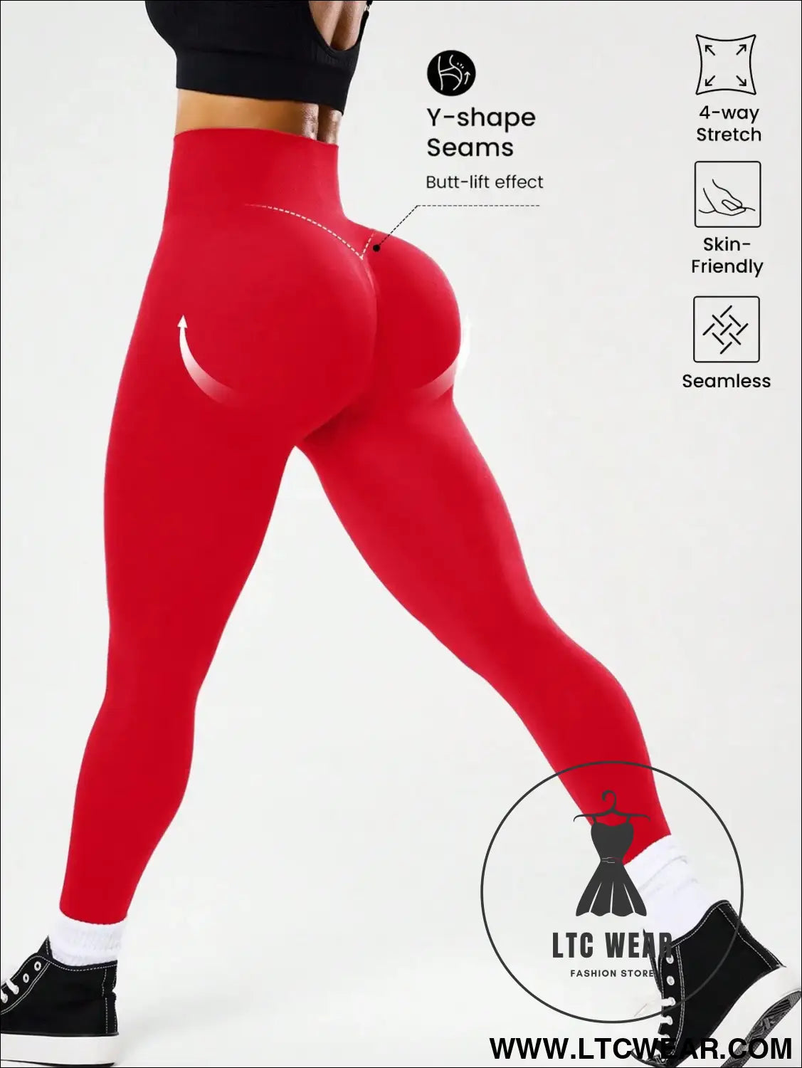 High-waisted tummy control peach ass leggings for women - 5 / s