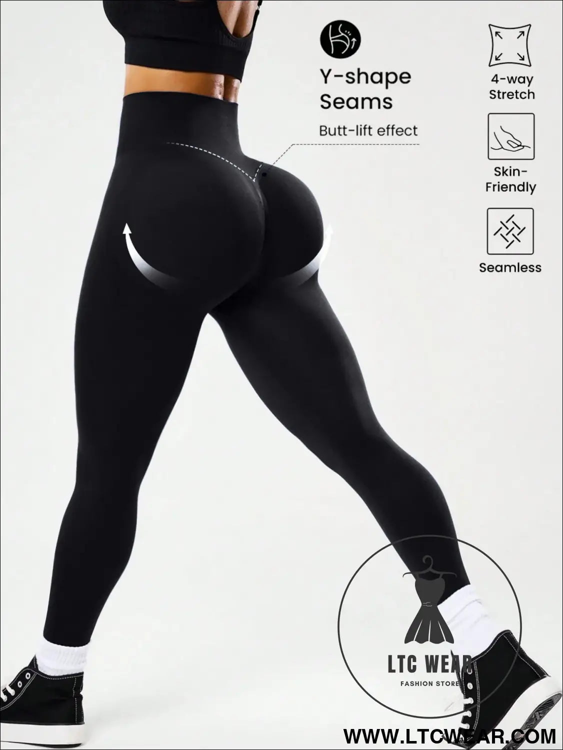 High-waisted tummy control peach ass leggings for women - 6 / l