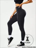 High-waisted tummy control peach ass leggings for women
