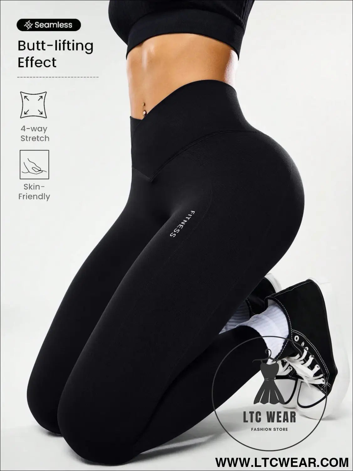 High-waisted tummy control peach ass leggings for women