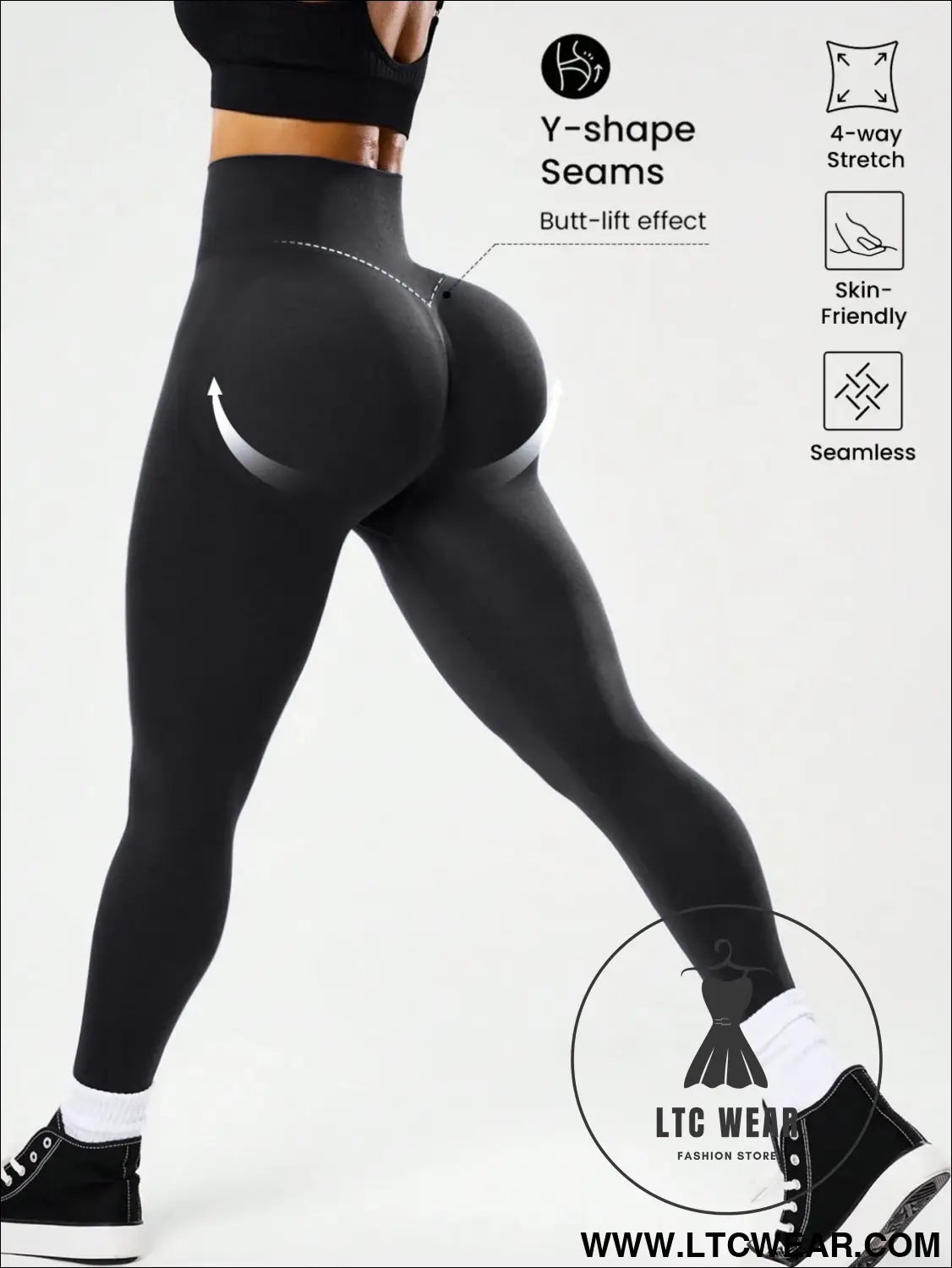 High-waisted tummy control peach ass leggings for women - 7 / s