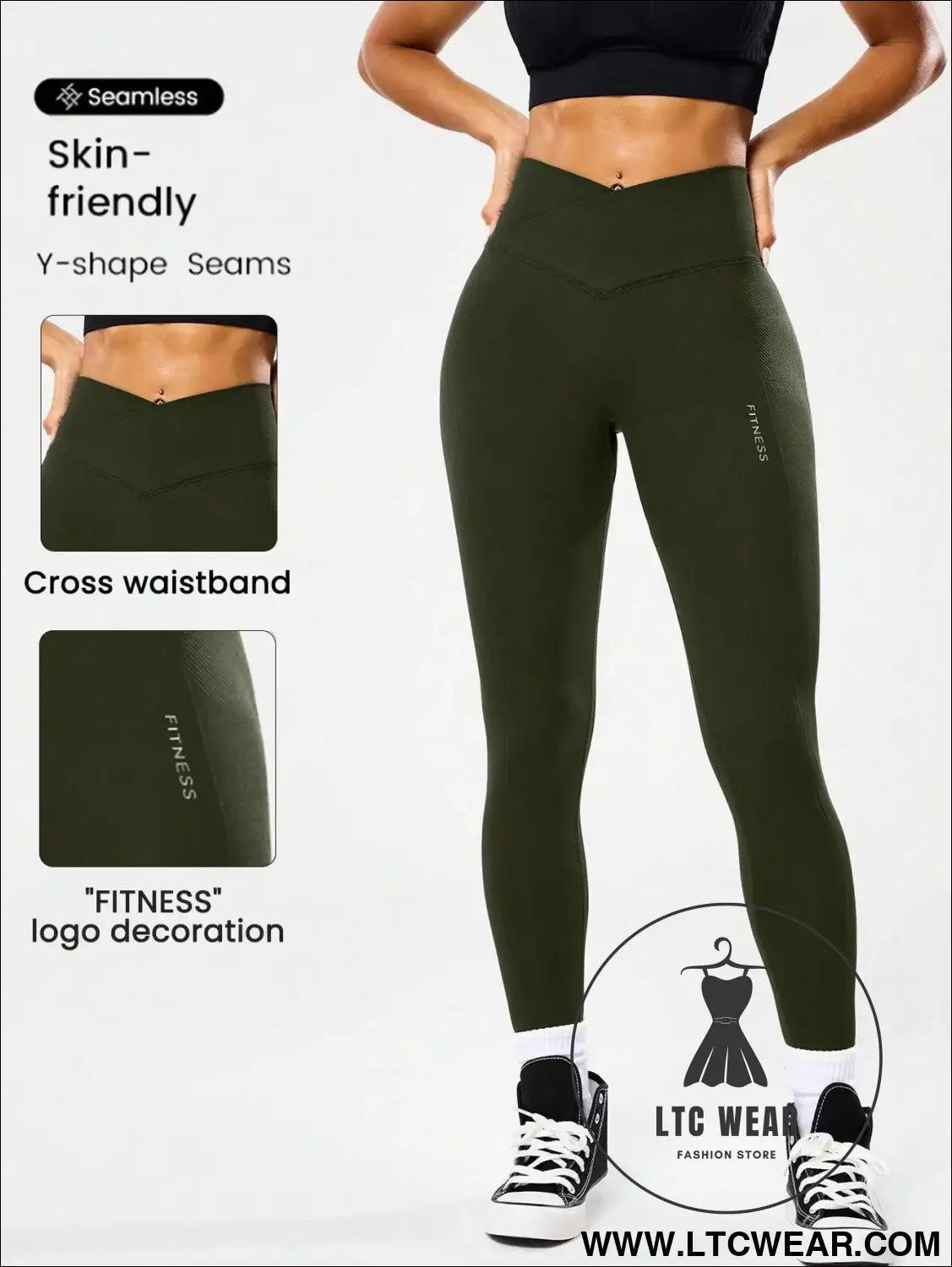High-waisted tummy control peach ass leggings for women