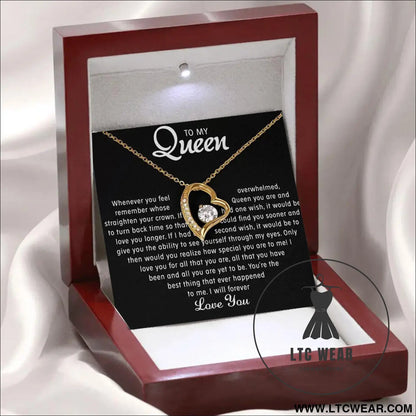 Hollow out heart-shaped necklace gift box for women - necklace (gold) + card light box