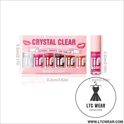 Hydrating Jelly Lip Oil Set: 6pcs for Smooth, Shiny Lips - L.T.C Wear Online Fashion Store