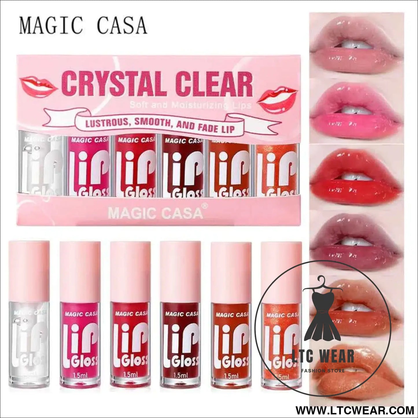 Hydrating Jelly Lip Oil Set: 6pcs for Smooth, Shiny Lips