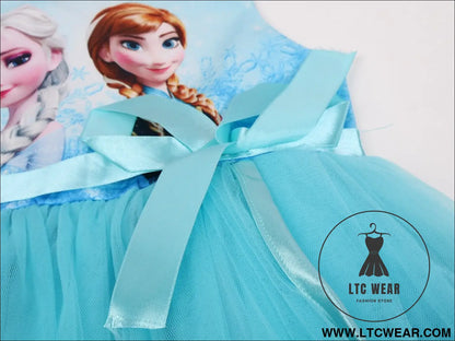 Ice princess dress girl dress cartoon romance new sleeveless bow mesh tutu skirt