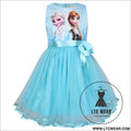 Ice princess dress girl dress cartoon romance new sleeveless bow mesh tutu skirt - light blue / 100cm
