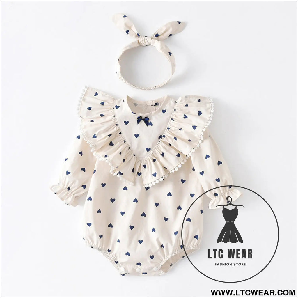 Infant newborn cotton clothes autumn baby clothing bag fart clothing love baby onesie ins romper - 59cm