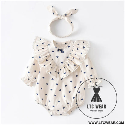 Infant newborn cotton clothes autumn baby clothing bag fart clothing love baby onesie ins romper - 59cm