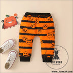 Ins baby children’s clothing autumn and winter new halloween pumpkin print long-sleeved romper three-piece set