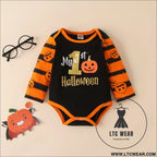 Ins baby children’s clothing autumn and winter new halloween pumpkin print long-sleeved romper three-piece set