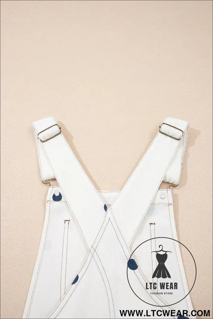 Jet Stream Polka Dot Print Bib Pocket Denim Barrel Overalls Jumpsuit - L.T.C Wear Online Fashion Store