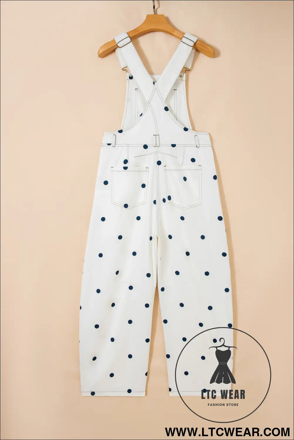 Jet Stream Polka Dot Print Bib Pocket Denim Barrel Overalls Jumpsuit - L.T.C Wear Online Fashion Store