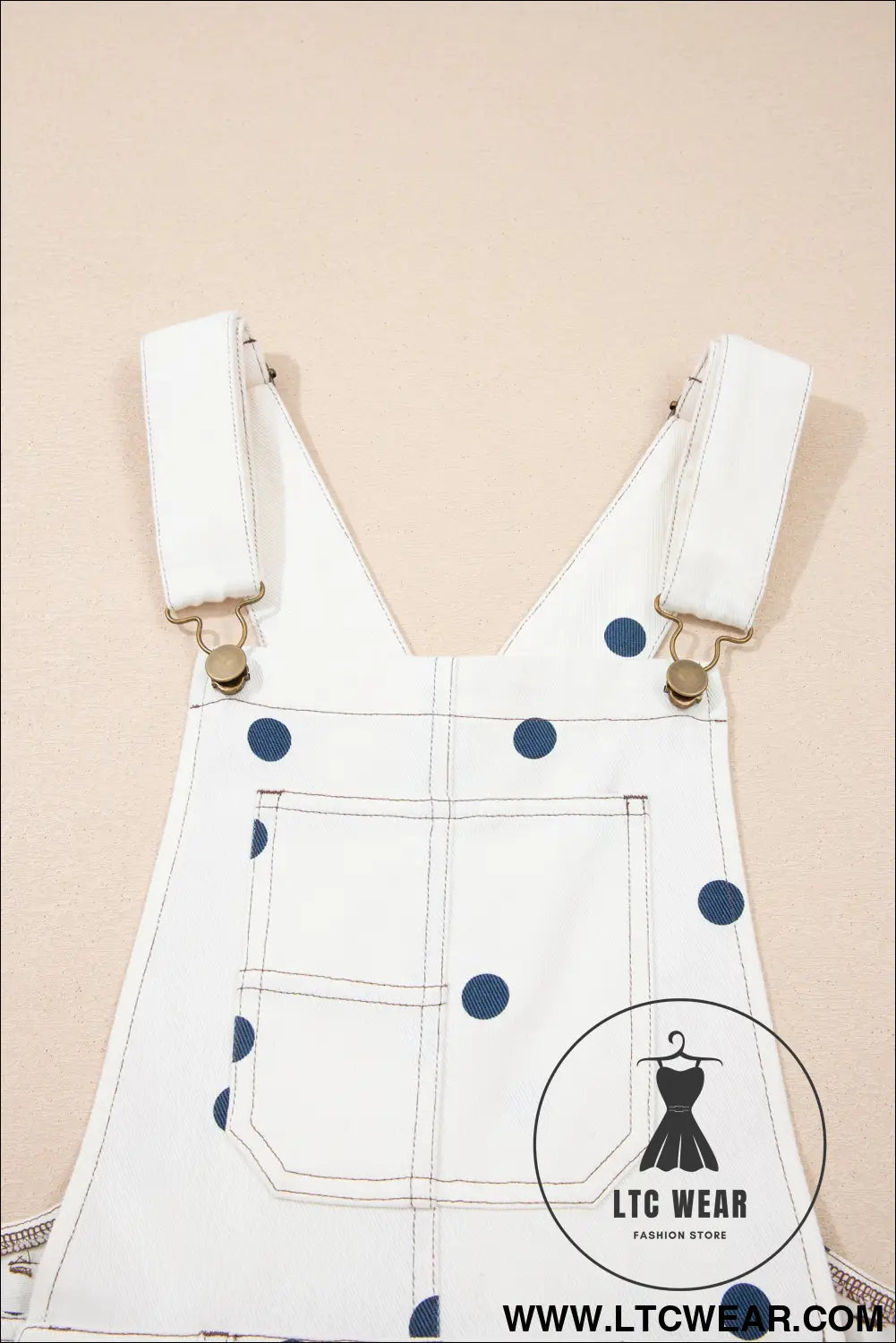 Jet Stream Polka Dot Print Bib Pocket Denim Barrel Overalls Jumpsuit - L.T.C Wear Online Fashion Store