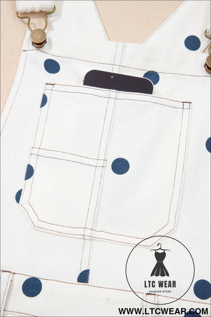 Jet Stream Polka Dot Print Bib Pocket Denim Barrel Overalls Jumpsuit - L.T.C Wear Online Fashion Store